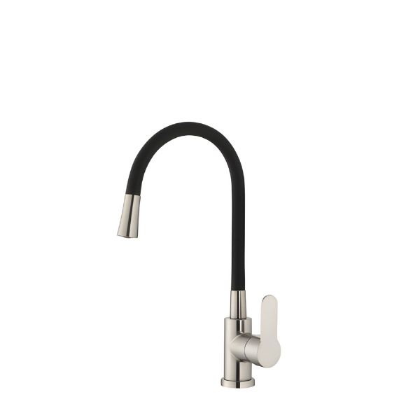 Robinet à poignée unique pour petite cuisine avec flexible en silicone noir