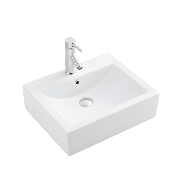 Lavabo rectangulaire de 21 po en porcelaine avec un trou pour robinet