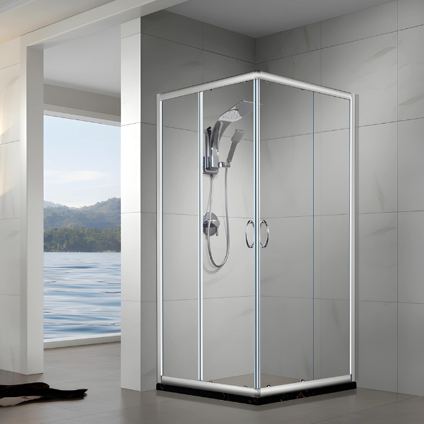 Porte de douche d'angle carrée de 36 po