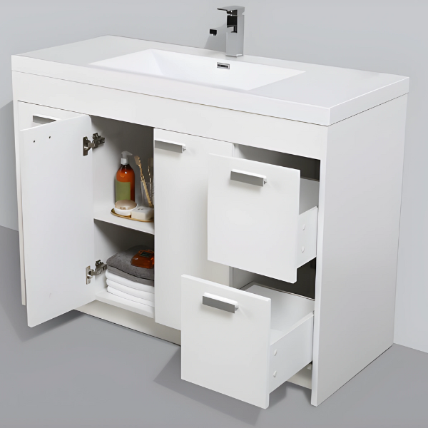 Meuble-lavabo autoportant Lugano de 48 po avec un seul lavabo