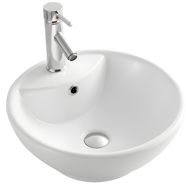 Lavabo rond en porcelaine de 18 po avec un trou pour robinet