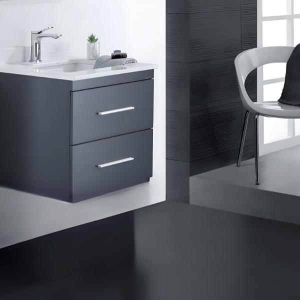 Meuble-lavabo autoportant de 24 po avec lavabo en marbre et céramique