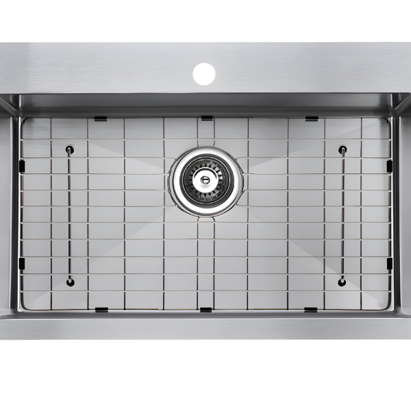 Évier de cuisine simple en acier inoxydable de 32 po, montage en surface avec trou pour robinet