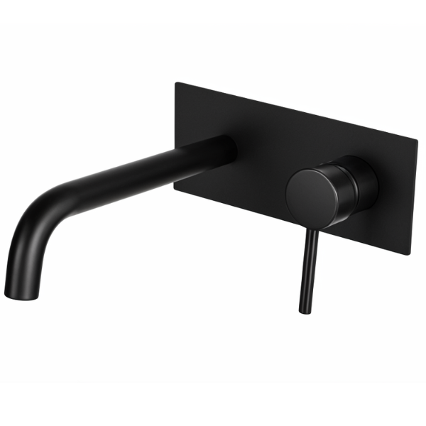 Robinet de lavabo de salle de bain à montage mural en noir mat