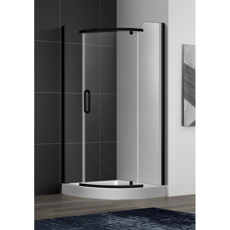 Leto 40" matte black round corner shower
