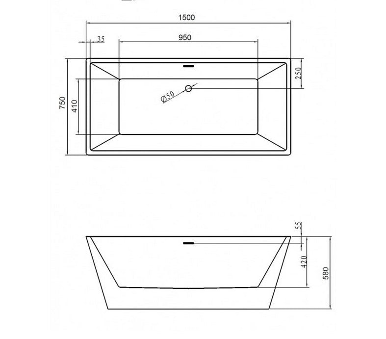 ID 59" Freestanding Roman Bathtub - White