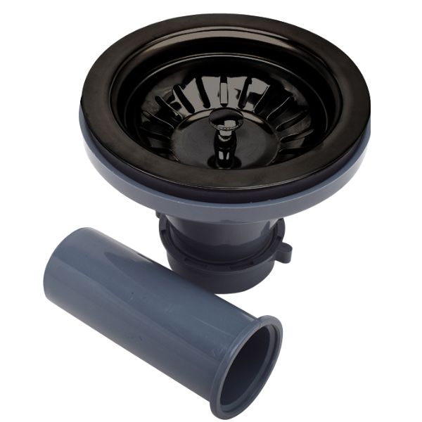 Évier double en acier inoxydable noir de 32 pouces (50/50), calibre 16 avec grilles