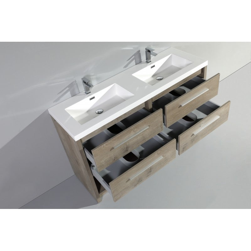 kyiv 59" Gray Elm, Double Freestanding Vanity