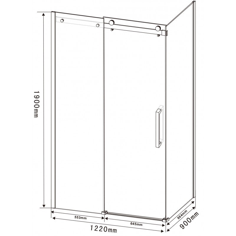 Poutos 32 ", noir, panneau de verre latéral de douche