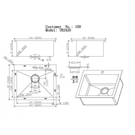 Cantina 24" Stainless Steel Undermount Kitchen Sink