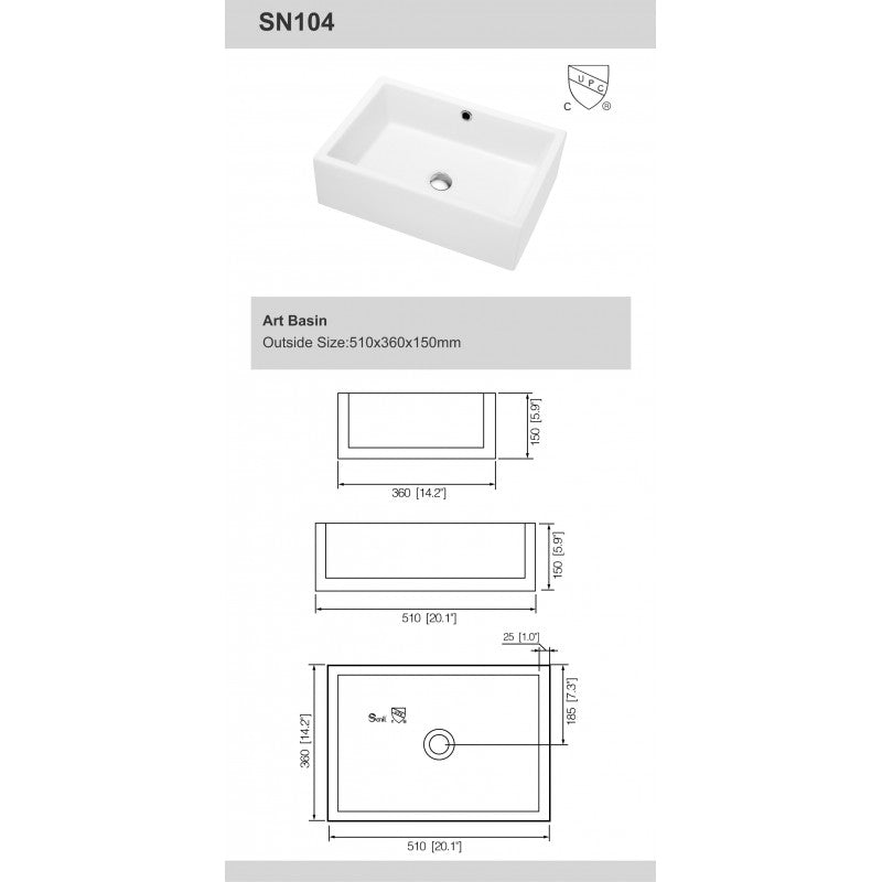 Antigua 20" Porcelain Sink