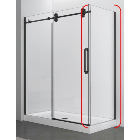 Apollon 36" black, glass side panel for shower
