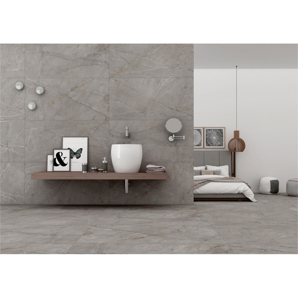 Barbosa gray, matte finish ceramic 24"