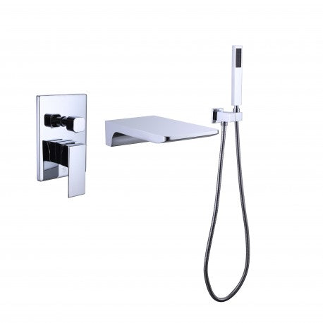 Hermes, polished chrome wall-mounted bathtub faucet