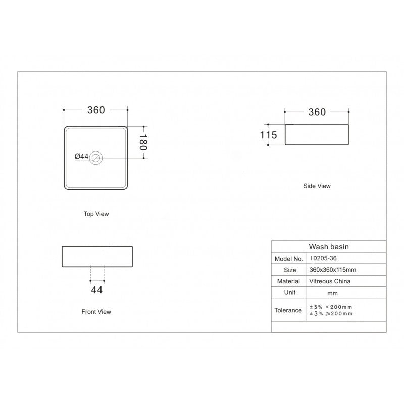 Sulawe 14.15" white, porcelain sink