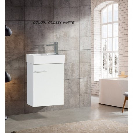 York 16" Gloss White, Floating Vanity