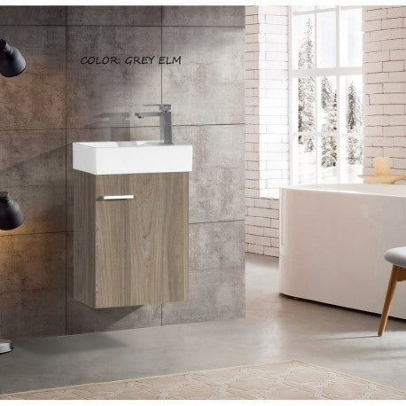 York 16" Gray Elm, Floating Vanity