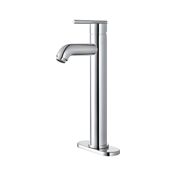 Robinet de lavabo monotrou classique à poignée unique en chrome poli