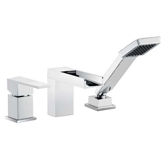 Waterfall Bathtub Faucet 3 holes with Hand Shower in Chrome