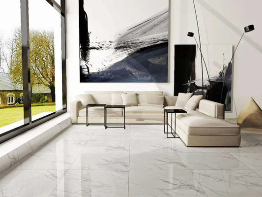 Calacatta Cielo White Polished Ceramic