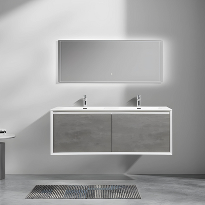 Meuble-lavabo double Felix 75 avec dessus en quartz sable