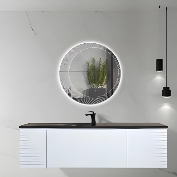 Meuble-lavabo simple Simon de 65 po avec dessus en quartz sable