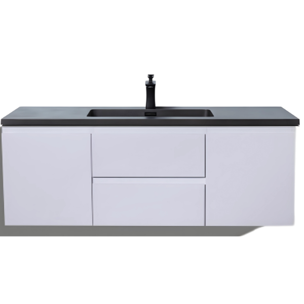 Meuble-lavabo simple Alicia de 48 po avec comptoir en quartz sable