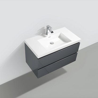 Meuble-lavabo simple Alice 36 po avec dessus en acrylique