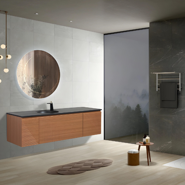 Meuble-lavabo simple Simon de 65 po avec dessus en quartz sable