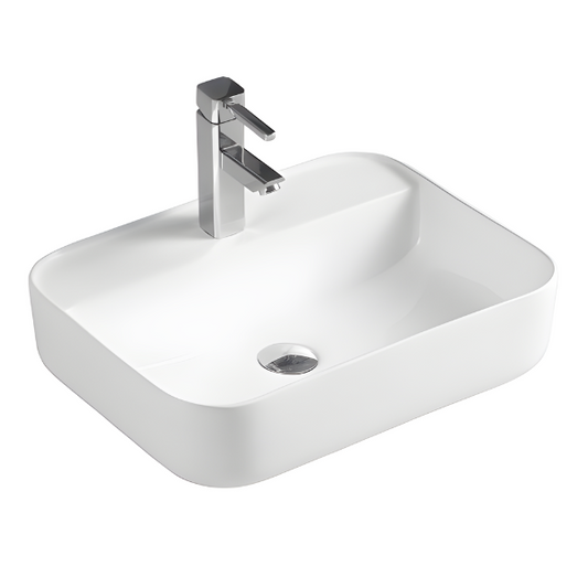 20in Rectangular Vessel Sink in Porcelain with One Faucet Hole