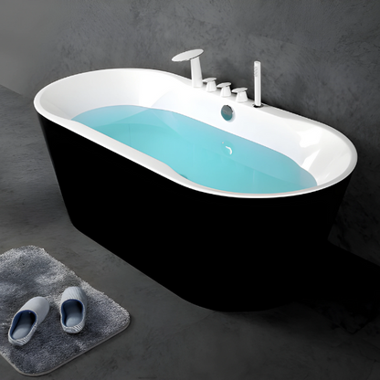 Baignoire ovale autoportante en noir brillant (60 po, 67 po)