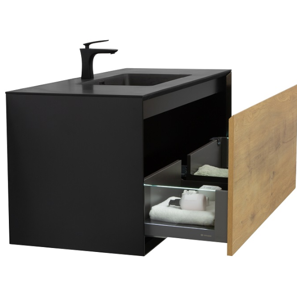 Meuble-lavabo simple Felix de 48 po avec dessus en quartz sable