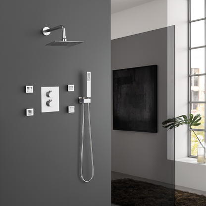 Ensemble de douche avec jets de corps carrés (thermostatique)