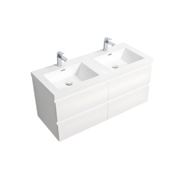 Meuble-lavabo double Alice 48 po avec dessus en acrylique