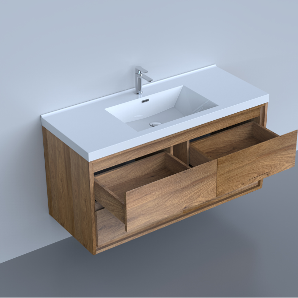 Meuble-lavabo Emma 60 po avec lavabo en polymarbre