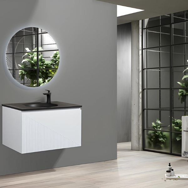 Meuble-lavabo simple Simon de 30 po avec dessus en quartz sable