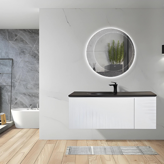 Meuble-lavabo simple Simon de 48 po avec comptoir en quartz sable