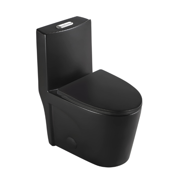 Toilette monobloc à double chasse d'eau noir mat