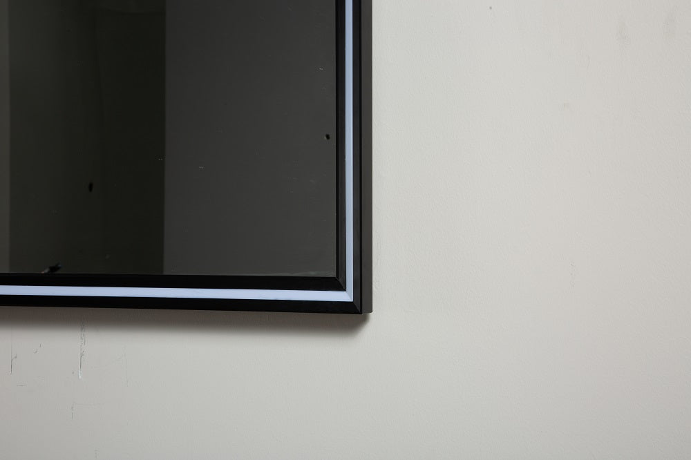 Miroir LED rectangulaire de 72 pouces avec bords noirs