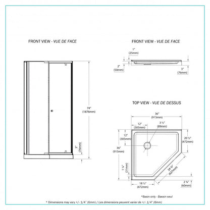 Randall - Ensemble de douche néo angle 36" - Noir