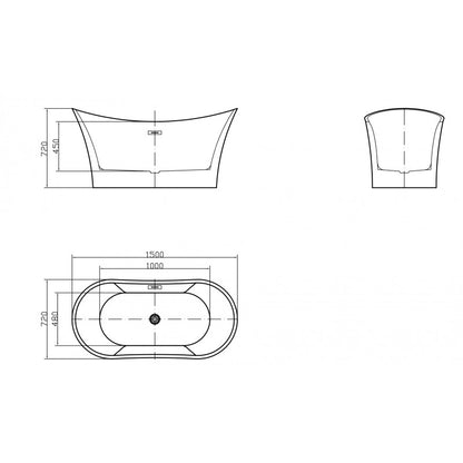 Buri 59" freestanding bathtub, 