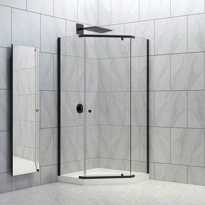 Randall - 36" neo angle shower set - Black