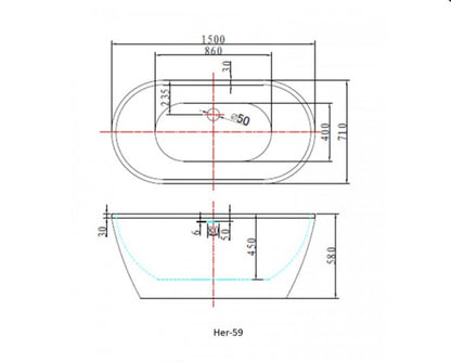 Herman 59'', freestanding bathtub