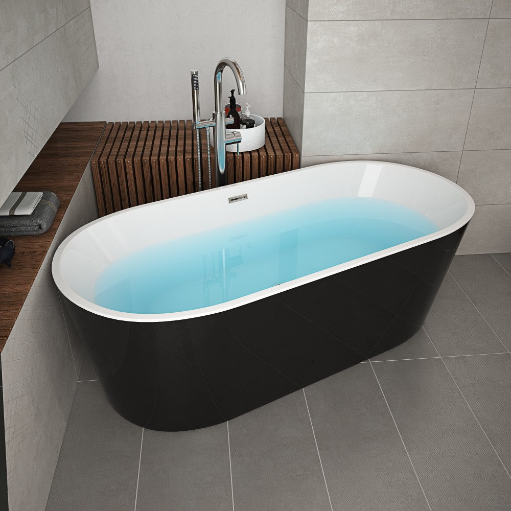 ID 67" Freestanding Tub Rod - Matte Black and White