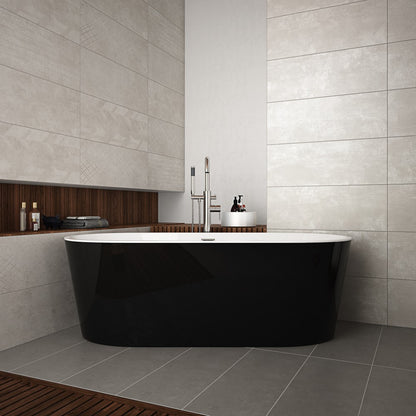 ID 67" Freestanding Tub Rod - Matte Black and White