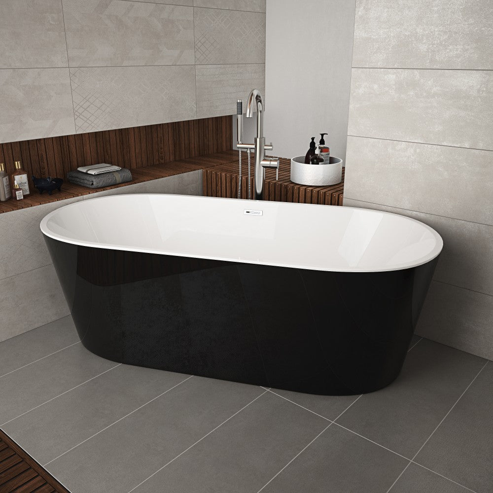 ID 67" Freestanding Tub Rod - Matte Black and White