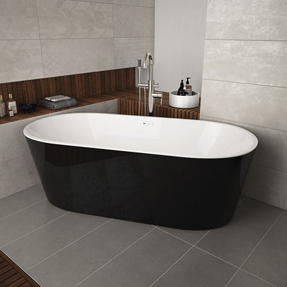 ID 59" Freestanding Tub Rod - Matte Black and White