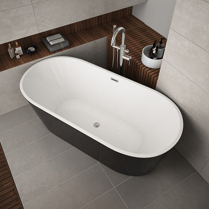 ID 67" Freestanding Tub Rod - Matte Black and White