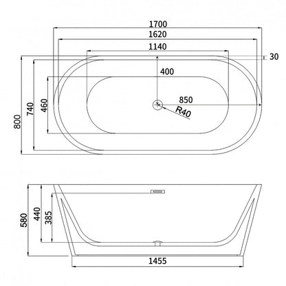 ID 67" Freestanding Tub Rod - White