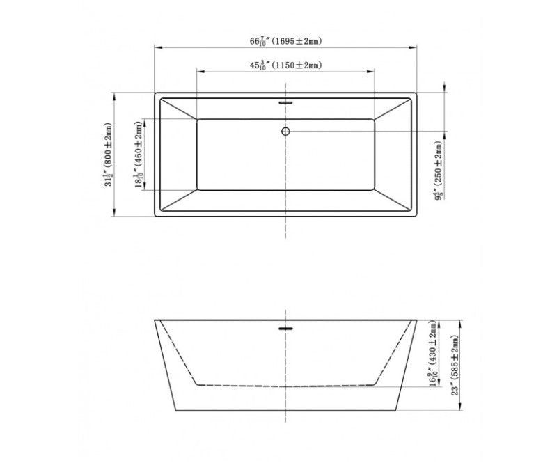 67" Freestanding Roman Bathtub